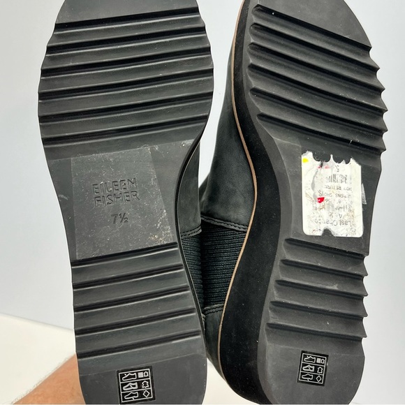 EILEEN FISHER Gray Nubuck LILOU wedge pull on ankle  Chelsea boots size 7.5 - Picture 9 of 9